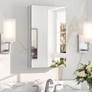 Keonjinn Medicine Cabinet Mirror for Bathroom 14"x24", Adjustable Shelves