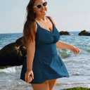 Hanna Nikole Women One Piece Swimsuit Plus Size Swim Dress Tummy Control Push Up Bathing Suit Twist Ruched Flowy Swimwear