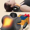 8X Pain Relief Magnetic Therapy Heated Neck Stretcher, 3X Larger Graphene Heating Pad Cervical Traction Device Pillow, Neck Hump Corrector w/Timer Setting, Relax Gifts for TMJ Tension Muscle Migraine (Grey)