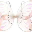 Mozlly Butterfly Wings for Kids - 2 Layer Fairy Wings for Girls and Boys, Halloween Costume Wings and Cosplay Wings Fairy Costumes for Kids, Small Fairy Wings for Kids - One Size, 14 Inches - White