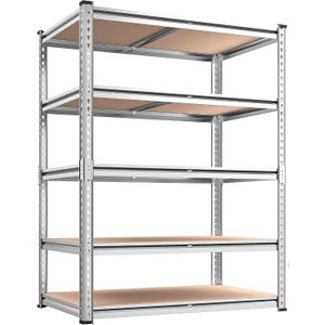 Galvanized Garage Shelving,5-Tier Metal Rack,36" W x 16" D x 72" H
Pantry & Basement Storage for Homeowners,Household Supplies & Paper Goods,Adjustable Levels,2-Unit Split, Easy Setup,2020LBS