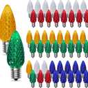 YIMILITE C9 Christmas Light Bulbs 50 Pack, Shatterproof Replacement LED Bulb, Multicolor Fairy Lights for Indoor and Outdoor Holiday Decoration, E17 Base