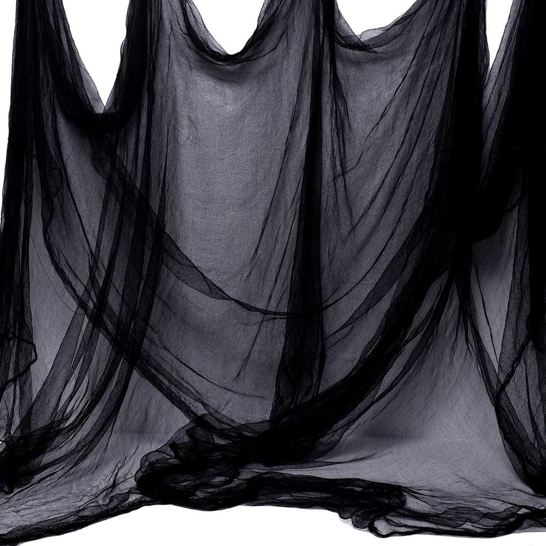 Halloween Creepy Cloth -1 Pack Black- 315x85 Inch Cotton Gauze Fabric - DIY Spooky Decor for Haunted House,Spider Web,Ghost - Indoor Outdoor Halloween Party Decorations