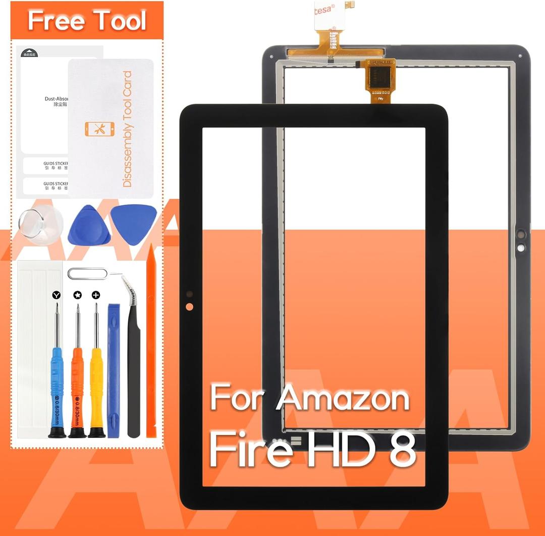 Screen Replacement for Amazon Kindle Fire HD 8 /HD 8 Plus Tablet 12th Gen 2022/2024 R2SP8T R24SB8 T805S Touch Screen Panel Digitizer Screen Replacement Full Assembly Repair Kits