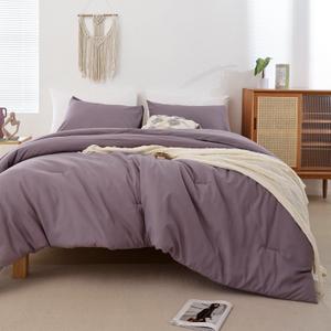 ROSGONIA Dusty Purple Comforter Set Queen, 3pcs (1 Boho Comforter & 2 Pillowcases) All Season Bedding Lightweight Bedspread Blanket Quilt Bed (Queen Comforter 90"x90")