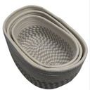 8x13, 8x12, 8x12in Fabric Baskets, White/Gray, 3 Pcs