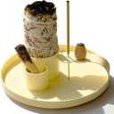 Multifunction Incense Holder, Sage Burner Holder, Palo Santo Holder Burner, 5.47" Ash Catch Tray, Smudge Stick Holder with Handle for Incense Sticks Incense Cone Candle, Yoga Meditation and Room Decor