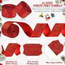 Yinder 4 Roll 40 Yards Christmas Metallic Wired Ribbon - Thick, Glitter, Tree & Gift Wrapping Ribbon for DIY Crafts & Xmas Party Decorations (Red, 2.5 Inch)