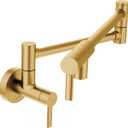 Moen Brushed Gold Modern Wall Mount Folding Swing Arm Pot Filler, Double Jointed Kitchen Stove Faucet, S665BG