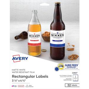 Avery Printable Blank Rectangle Labels, 3.5" x 4.75", White, 32 Customizable Labels (22827)