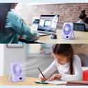 WHATOOK Small Desk Fan Personal Fans: 5000mah 25 Hours Battery Office Quiet Mini Desktop Fan Portable Rechargeable Travel Essentials (Purple, 2000 mAh)