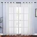 NICETOWN Living Room Sheer Curtains 84 inch Length, Grommet Top Voile Textured Hazy Sheer Draperies Privacy with Light Penetration for Villa, Ivory, 140" Wide Total 2 Panels