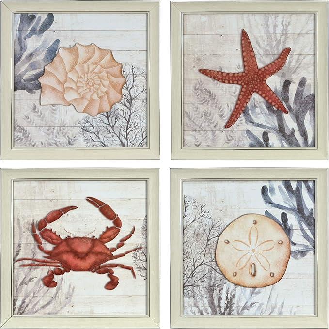 Framed Art Prints, Set of 4, 16in x 16in