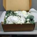 Ling's moment Artificial Wedding Arch Flowers Kit Pack of 4, 2pcs Hanging Silk Flowers Arrangement 2pcs Chiffon Drapes Ceremony Spring Fake Rose Arbor Backdrop White Sage Floral Party Outdoor Decor