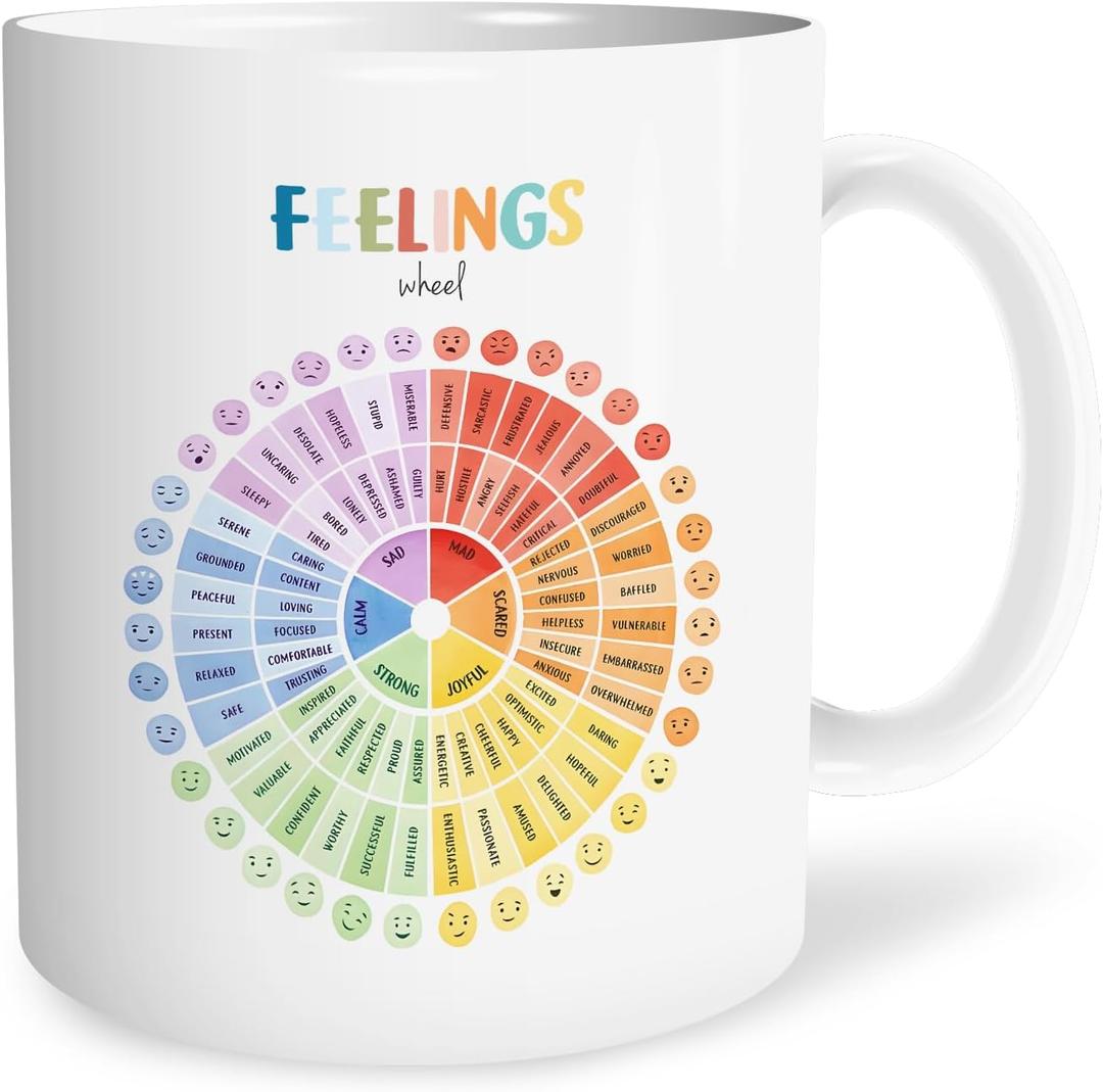 Counseling Therapy Office Must Haves Mug, Mental Health Gifts for Womentherapy Office Decor, Calming Corner Decor, School Office Decormental Health Decor 11 Oz (Feelings)