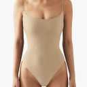 SUUKSESS Women Sexy Square Neck Thong Bodysuit Backless Cami Bodysuit Top, Size: S