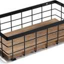 TJ.MOREE Small Metal Wire Basket, Decorative Wood Base Organizer for Bathroom, Kitchen, Basket for Toilet Paper Storage, Sugar Packet, Coffee Syrup, Guest Towel, Napkin