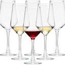  Glasses Set of 6, 13.5oz Red White Liquor Glasses,Lead-free Long Stem Glasses for Home, Party, Wedding, Ideal Accessories Gift,Clear