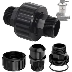 SP1480BLK Pool Pump Filter Connector Compatible with Hayward DE and Cartridge Filter, 1-1/2-Inch MIP Black Self-Aligning Double Male End Union Replace for Hayward Model #Cc1000 & Cc1500 Parts, 2 Pack