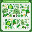 St.Patrick's Day Window Clings, Green Shamrock Window Decals Double-Sided Irish St Patricks Day Decorations Glass Clings for Home School Office Classroom Decor