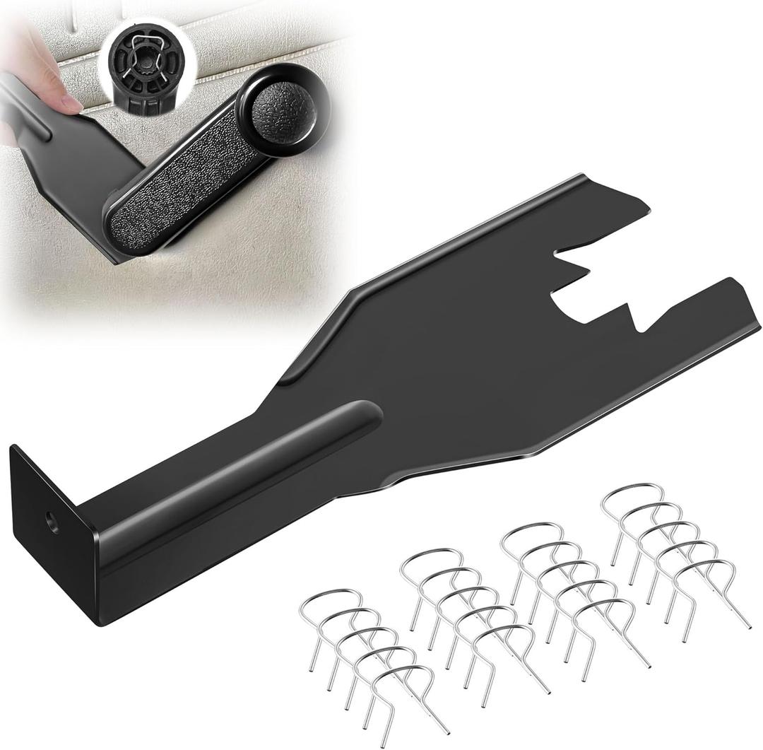 1 Pcs 76951 Window Handle Removal Tool, 20 Pcs 76980 Car Window Handle Crank Retainer Clip, Car Inside Door Panel Removal Metal Tool Kit, Universal Fit for Most Vehicles (Black)