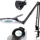 KIRKAS 10X & 30X Magnifying Glass with Light and Stand, 2,200 Lumens Stepless Dimmable Real Glass Lens LED Magnifying Lamp, Lighted Magnifiers for Close Work,Sewing,Crafts,Hobbies,Reading,Black