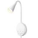 SANKEDOU LED Wall Mounted Reading Light, Book Light for Reading in Bed with Touch Control, 5 Dimmable, USB Output, Night Light & Timers Function, Flexible Gooseneck Headboard Bed Lights (White)