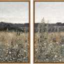 InSimSea 2 Pcs Framed Wall Art Vintage Landscape Decor, Meadow Scenery Paintings Above Bed Wall Decor, Canvas Prints, Living Room Bedroom Office Farmhouse Decorations, 16"x24" Set of 2 (Champ Fleuri)