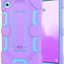 CCMAO Case for Samsung Galaxy Tab A9 Case 8.7 Inch 2023 Model, Heavy Duty Shockproof Hybrid Three Layer Protective Cover with Kickstand for Samsung A9 Tablet 8.7" (SM-X110/X115/X117), Purple+Green