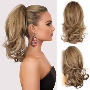 14 Inch Ponytail Extension - Wavy Pony Tails Hair Extensions, Claw Clip Ponytail Extension, Synthetic Hair Extensions Ponytail, Clip on Ponytails for Women (Light Brown With Beige Highlights) 14 Inch Ponytail Extension - Wavy Pony Tails Hair Extensions, Claw Clip Ponytail Extension, Synthetic Hair Extensions Ponytail, Clip on Ponytails for Women (Light Brown With Beige Highlights)
