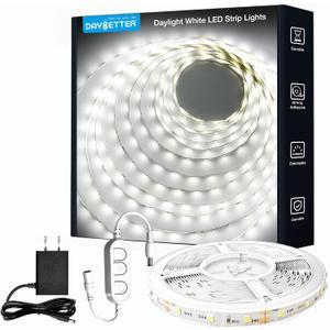 DAYBETTER White LED Strip Light,  Dimmable Bright Rope Lighting, 6500K 24V Strips, 360 LEDs 2835 Tape Lights for Bedroom, Kitchen, Mirror, Home Decoration(2 Roll)