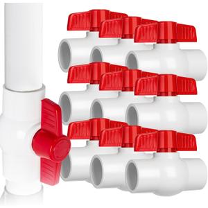 10PCS PVC Ball Valve 1/2Inch, Shut-Off Valve Socket with Red T-Handle, Slip PVC Ball Valve Water Supply Lines, Outdoor Plumbing & Irrigation System