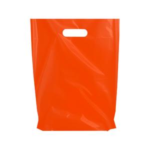 Merchandise Bags, Die Cut Handles, Strong, Durable, and Tear Resistant Bags Perfect for Retail, Boutiques, or Any Events, Different sizes and colors (Orange, 9x12 Inch (Pack of 100))