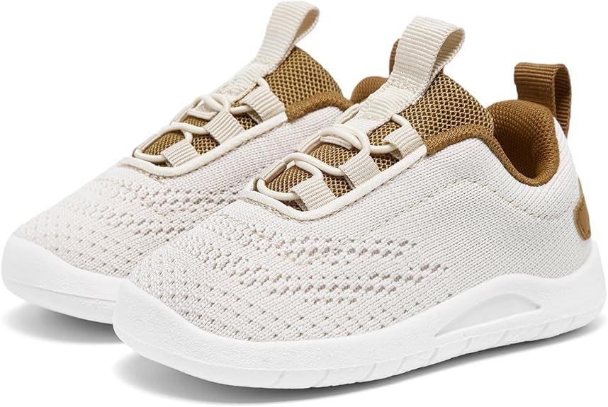 MORENDL Toddler Sneakers Baby Slip On Walking Shoes Non-Slip Breathable Boys & Girls Running Shoes Infant Tennis Shoes Beige Brown, Size: 15-18 Months Infant