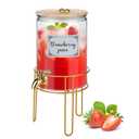 1 Gallon Drink Dispenser, Glass Beverage Dispenser With Stand,Juice Containers with Lid for Party,Drink Dispensers for Parties With Spigot for Lemonade/Soda/Tea