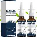 2Pcs Iodine Nasal Spray, Daily Nasal Cleanse,Fine Mist Non-Medicated Nasal Spray - 150+ Uses per Bottle for Dry Air, Travel & Daily Use