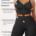 SHAPERX Women's Shapewear Bodysuit Tummy Control Seamless Zip-Up Body Shaper Waist Defining Silhouette, Size L/XL