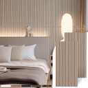 Mollywell Wood Panels for Wall, Time-Saving Installation, Versatile Wood Slat Wall Decor, Enhanced Acoustic & Sound Proof Fluted Design for Home & Office, 2 Pcs White Oak, 47.2x23.6 Inch