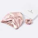 Anti-Slip Adjustable Real 22 Momme 100% Mulberry Silk Bonnet for Sleeping Women, Double-Layered Silk Hair Bonnet, One Size (21-24 inch circumference), Pink