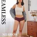 FINETOO 6 pack Seamless Underwear for Women Sexy Low Rise Hipster Wave Edge No Show Bikini Panties Womens Cheeky Brown (M)
