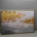3D Textured Abstract Framed Wall Art for Living Room- Hand Painted Gold and White Abstract Oil Painting for Office-Large Modern Wall Decor for Corridor Stairwell Ready to Hang 28X40inches