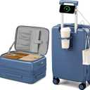 Hanke 20 Inch Expandable Carry On Luggage with Cup Holder 22x14x9 Airline Approved, Top Opening Hard Shell Suitcases with Wheels, Carry-On Travel Suitcase Trunk Luggage with Lock, Interstellar Blue