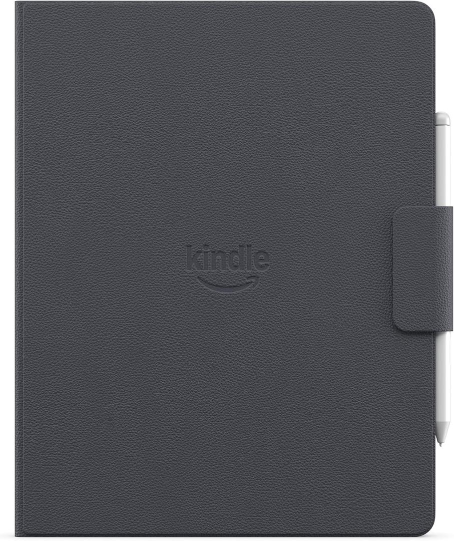 Introducing All-New Amazon Kindle Scribe Executive Folio Cover with Magnetic Attach, Sleek Protective Case - Premium Leather, Graphite