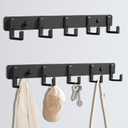 2 Packs Coat Rack Wall Mounted Black Coat Hanger with 5 Hooks Heavy Duty Wall Coat Hooks Load Capacity 33 Lbs Robe Hooks Rust-Free Clothes Hook with Screws for Coat and Towel