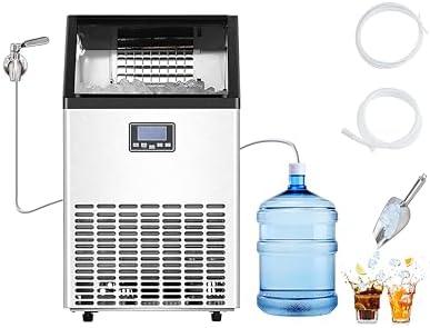 VEVOR 150lb/24h Commercial Ice Maker with 2 Water Inlets 45 Ice Cubes in 15 Minutes 33lb Capacity for Bar Office Restaurant with LED Digital Display and Self-Cleaning