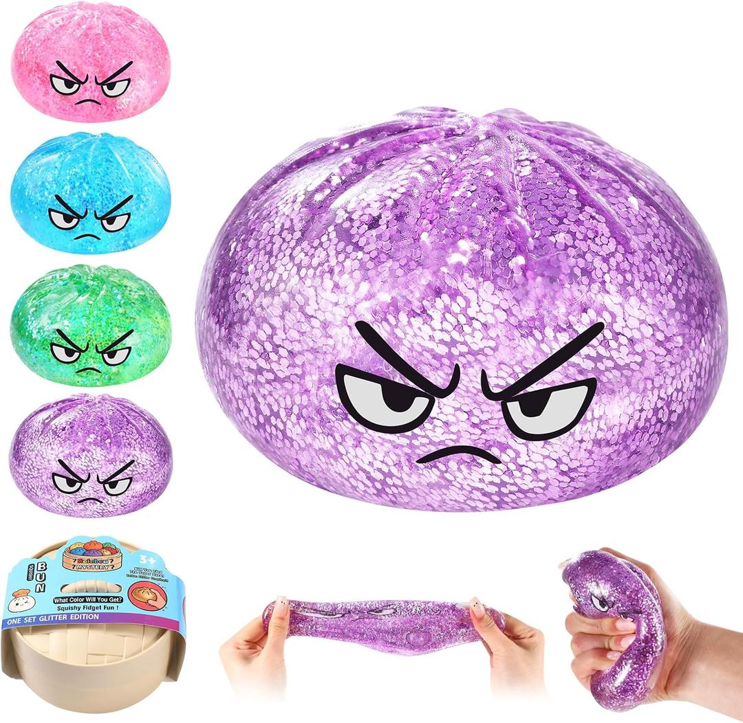 Malt Sugar Glitter Dumpling Squishy Mystery Box – Squeeze, Sensory & Fidget Desk Toys for Kids, Adults, Teens – Holiday & Birthday Gifts