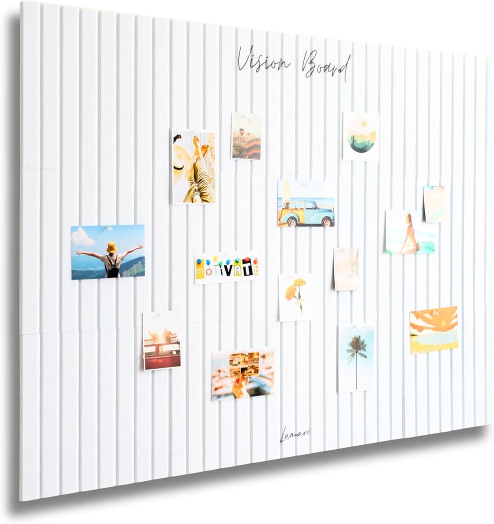 Lamare Vision Board for Wall - Aesthetic Felt Bulletin Board Tiles with Pins & Adhesive Tabs, Collage Board - Minimalist Dream Board for DIY Vision Board Supplies for Women