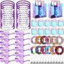 Geiserailie 72 Pcs/12 Set Party Favors Friendship Gifts Bead Bracelets Disco Ball Keychains Sunglasses Scrunchies Bags for Girls Women Popular Singer Fans Party Kpop Birthday Decorations (Purple)