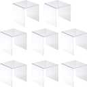 Jusalpha 8 PC 6'' Clear Acrylic Risers, Acrylic Display Risers Shelf Showcase Fixtures for Jewelry, Display Stand for Amiibo Funko POP Figures, Cupcakes, Food Display, Cabinet- Lot of 8 (6x6x6 Inches)