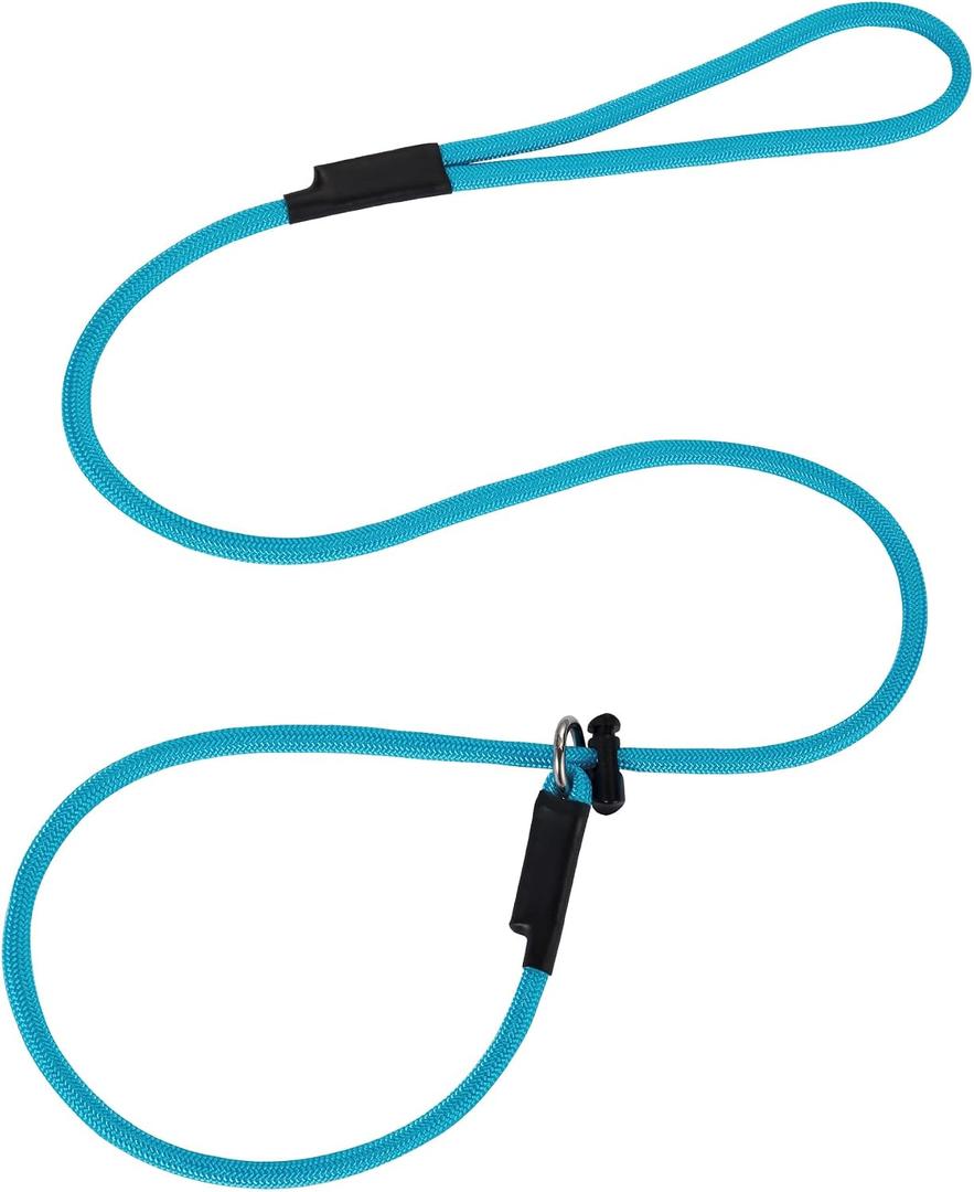 Slip Lead Dog Leash 5/16 Inch Nylon Rope No Pull Training Leash with Stopper, Slip Rope for Walking & Correction, 4FT/5FT/6FT Control Lead for Medium Large Dogs(Sky Blue, 4 FT)